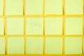 yellow background, one sticker with the words idea, brainstorming concept, selective focus