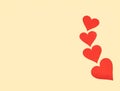 yellow background with red hearts valentine theme valentine concept love Royalty Free Stock Photo