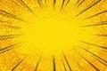 yellow background with sun rays and halftone dots, in the style of comic style Royalty Free Stock Photo