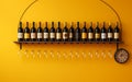 Yellow Background Wall Wine Rack -Generative Ai Royalty Free Stock Photo
