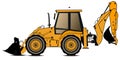 Yellow backhoe loader on a white background. Construction machinery. Special equipment. Vector illustration Royalty Free Stock Photo
