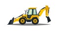 Yellow backhoe loader on a white background. Construction machinery. Special equipment. Vector illustration. Royalty Free Stock Photo