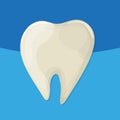 Yellow bad ill teeth. Vector cartoo nstyle. Blue background for dental clinic