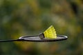 Yellow badminton shuttlecock Royalty Free Stock Photo