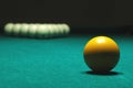 Yellow ball on billiard table