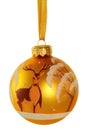 Yellow ball with images of deer