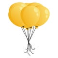 Yellow Balloon Cartoon Bunch Bouquet Balloons Birthday Party. Flying Ballon Rope Vector Illustration Royalty Free Stock Photo