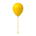 Yellow balloon isolated on white background with ribbon rope Royalty Free Stock Photo