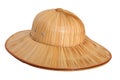 Yellow bamboo hat, isolated on white Royalty Free Stock Photo
