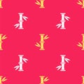 Yellow Bamboo icon isolated seamless pattern on red background. Vector Royalty Free Stock Photo