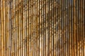 Yellow bamboo wall with natural light shade Royalty Free Stock Photo