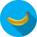 Yellow banana on blue background simple vector icon on white background