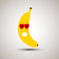 Yellow banana emoji in love. Emoticon for apps. Yellow banana fr