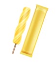 Yellow Banana Fruit Ice on Stick with Foil Royalty Free Stock Photo