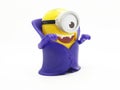 Yellow Banana Minion Toys Plastic Model from Despicable Me Movie in White Isolated Background Royalty Free Stock Photo