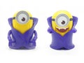 Yellow Banana Minion Toys Plastic Model from Despicable Me Movie in White Isolated Background Royalty Free Stock Photo