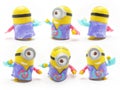 Yellow Banana Minion Toys Plastic Model from Despicable Me Movie in White Isolated Background Royalty Free Stock Photo