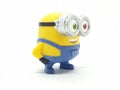 Yellow Banana Minion Toys Plastic Model from Despicable Me Movie in White Isolated Background Royalty Free Stock Photo