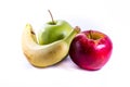 Yellow Banana Red Green Apples Fresh Fruits Together Group Food