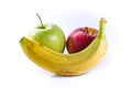 Yellow Banana Red Green Apples Fresh Fruits Together Group Food