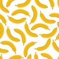 Yellow banana seamless pattern on white background, vector pattern Royalty Free Stock Photo