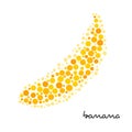 Yellow banana silhouette created from dots