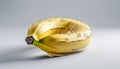 Yellow banana slice, chocolate donut, and candy snack on white background generated by AI