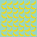 Yellow Bananas on Blue Pattern Background Texture