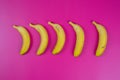 Yellow bananas on fuchsia background