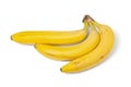 Yellow bananas isolated on white background. Three ripe bananas. Bunch of yellow bananas on a white surface. Exotic, tropical Royalty Free Stock Photo