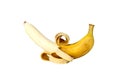 Yellow Bananas peeled skin drop isolated. Royalty Free Stock Photo