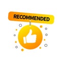 Yellow banner recommended with thumb up Royalty Free Stock Photo