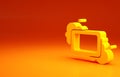 Yellow Bar of soap icon isolated on orange background. Soap bar with bubbles. Minimalism concept. 3d illustration 3D Royalty Free Stock Photo