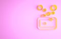 Yellow Bar of soap icon isolated on pink background. Soap bar with bubbles. Minimalism concept. 3d illustration 3D Royalty Free Stock Photo