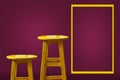 Yellow bar stool with magenta background Royalty Free Stock Photo