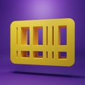 Yellow Barcode icon isolated on purple background. Minimalism concept. 3D render illustration Royalty Free Stock Photo