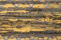 Yellow Barn Wooden Wall Planking Horizontal Texture. Old Wood Slats Rustic Shabby Empty Background. Paint Peeled Brown Weathered I