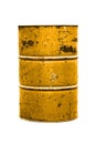 Yellow Barrel Oil rust old isolated on white background Royalty Free Stock Photo