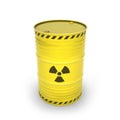 Yellow barrel with radioactive materials