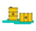 Yellow barrel radioactive waste. Biohazard container. Vector ill