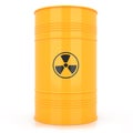 Yellow barrel with radioactive waste