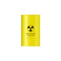 Yellow barrel for storage and transportation of radioactive waste. Radiation hazard sign Royalty Free Stock Photo