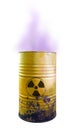 Yellow barrel of toxic waste isolated. Acid in barrels. Beware o Royalty Free Stock Photo