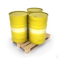 Yellow barrels on a pallet