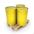 Yellow barrels on a pallet