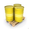 Yellow barrels on a pallet