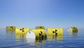 Yellow barrels for radioactive biohazard waste