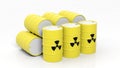 Yellow barrels for radioactive biohazard waste Royalty Free Stock Photo