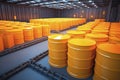 yellow barrels radioactive waste storage generative ai Royalty Free Stock Photo