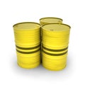 Yellow barrels on a white background